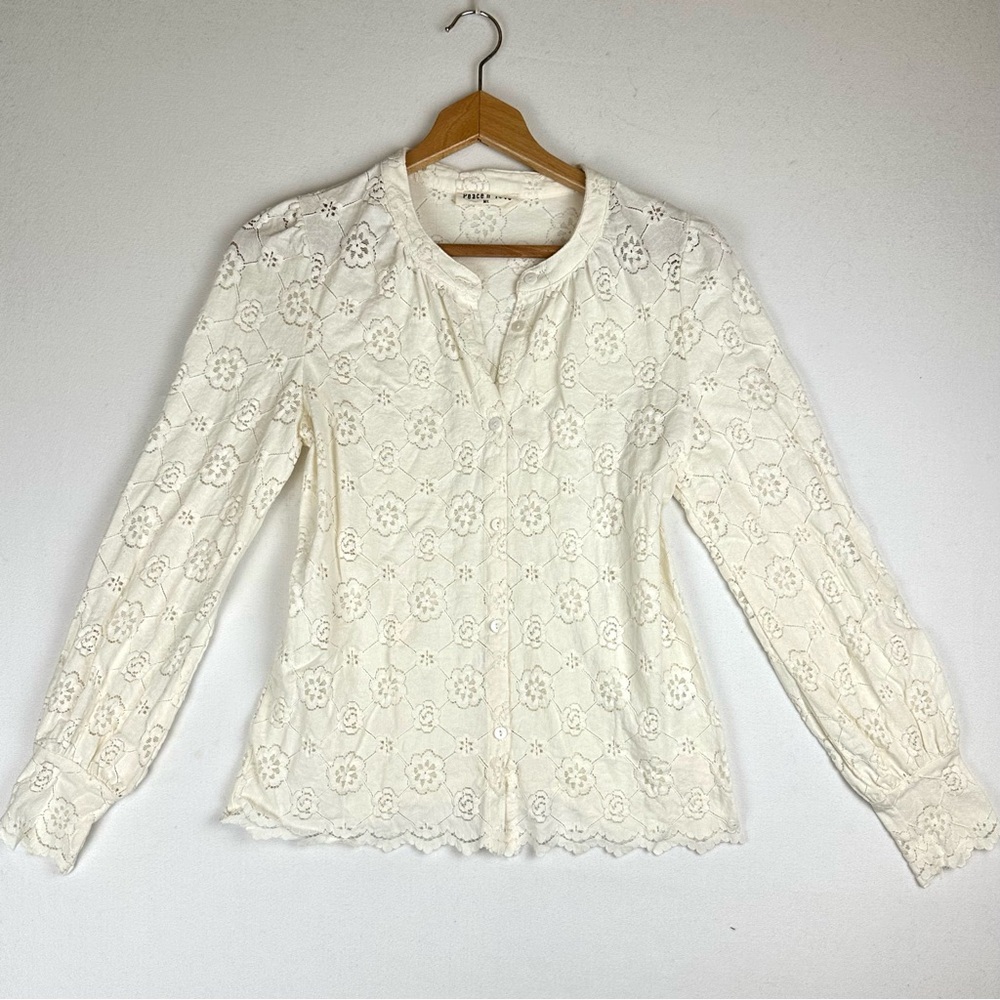 Peace n' Love Lace Button‎ Down Cutout Shirt